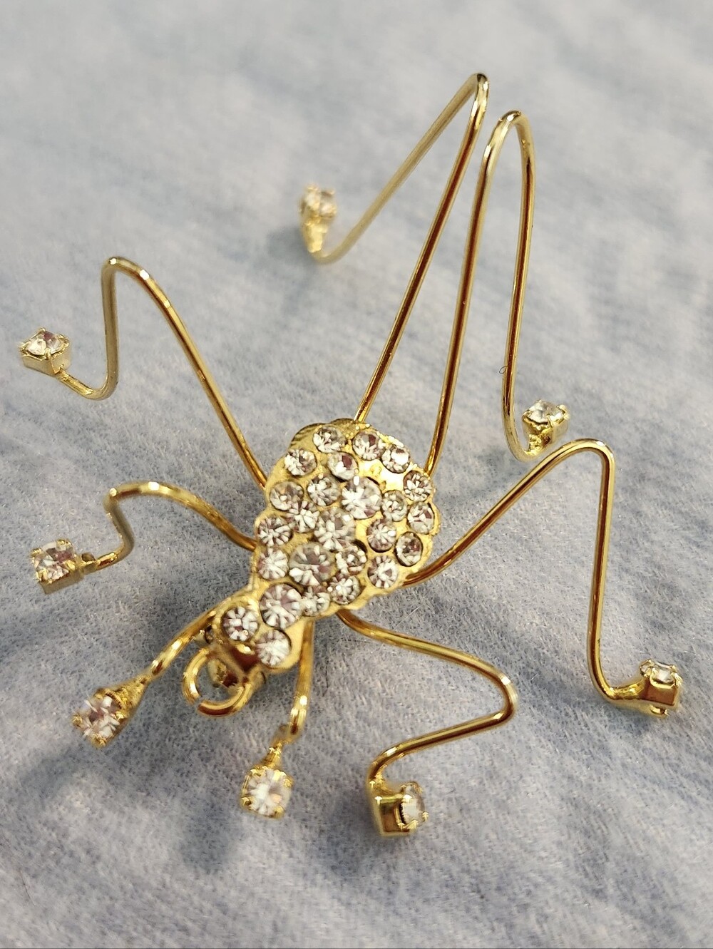 Vintage Daddy Long Legs Spider Brooch Gold Tone With Rhinestones